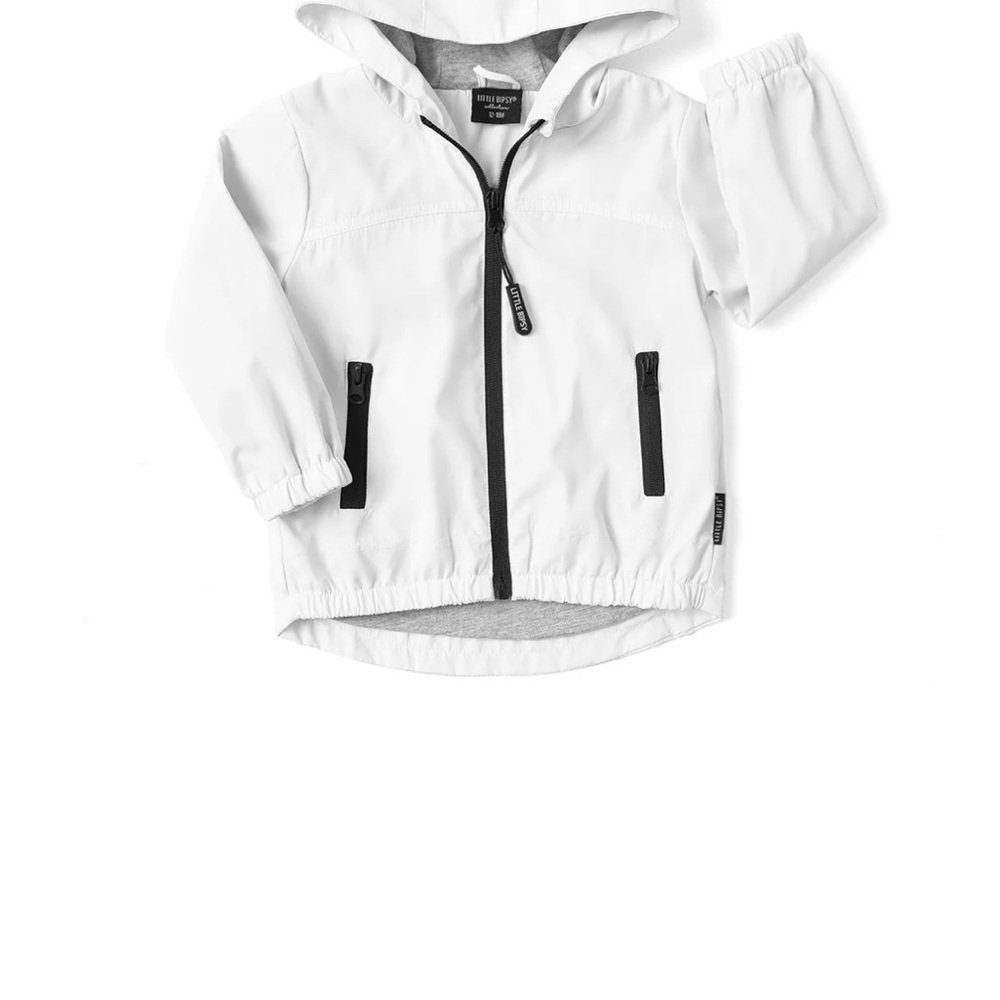 Little Bipsy White & Black Hooded Raincoat for Kids